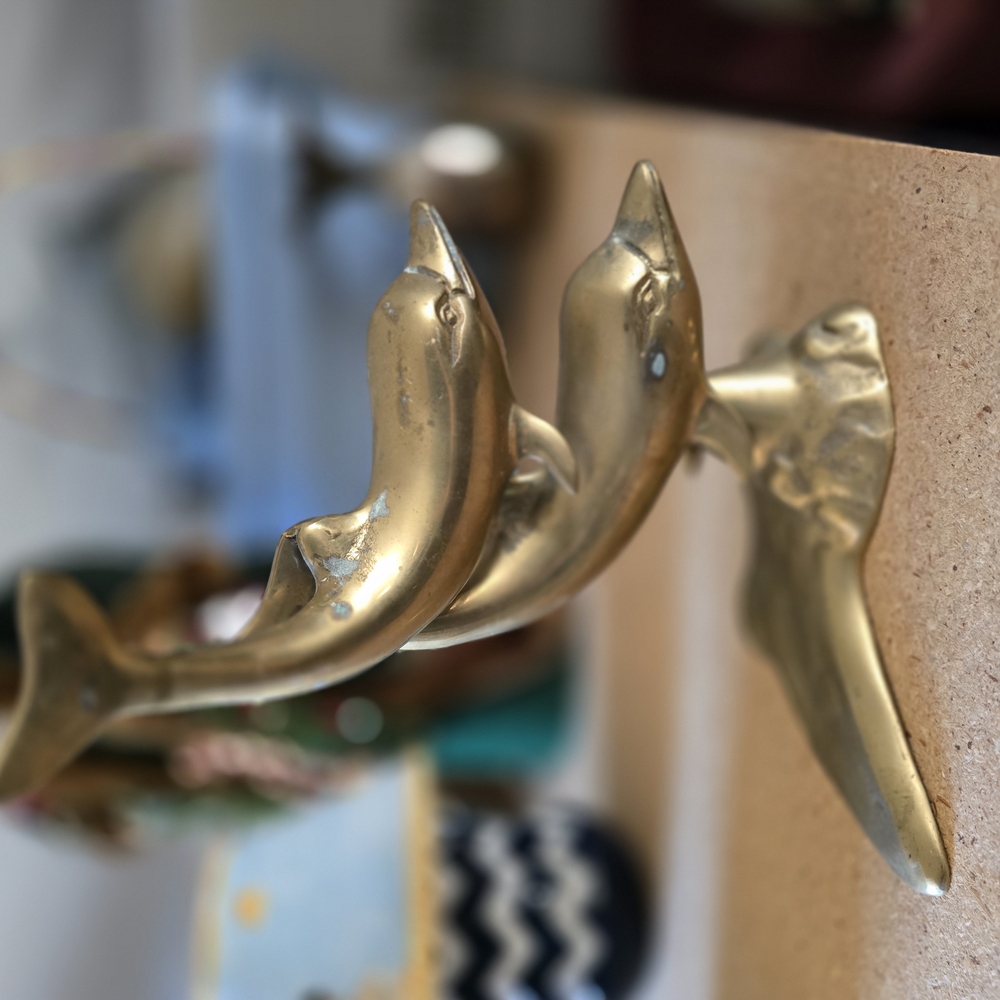 Elegant Brass Dolphin Wall Decor